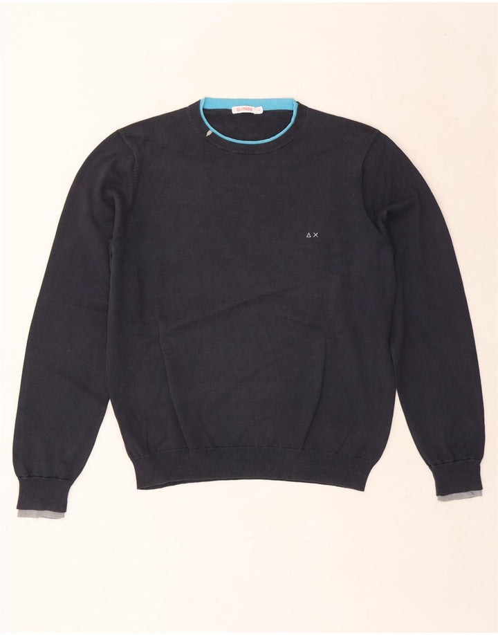 Sun68 Pull col rond pour homme en coton bleu marine Taille S