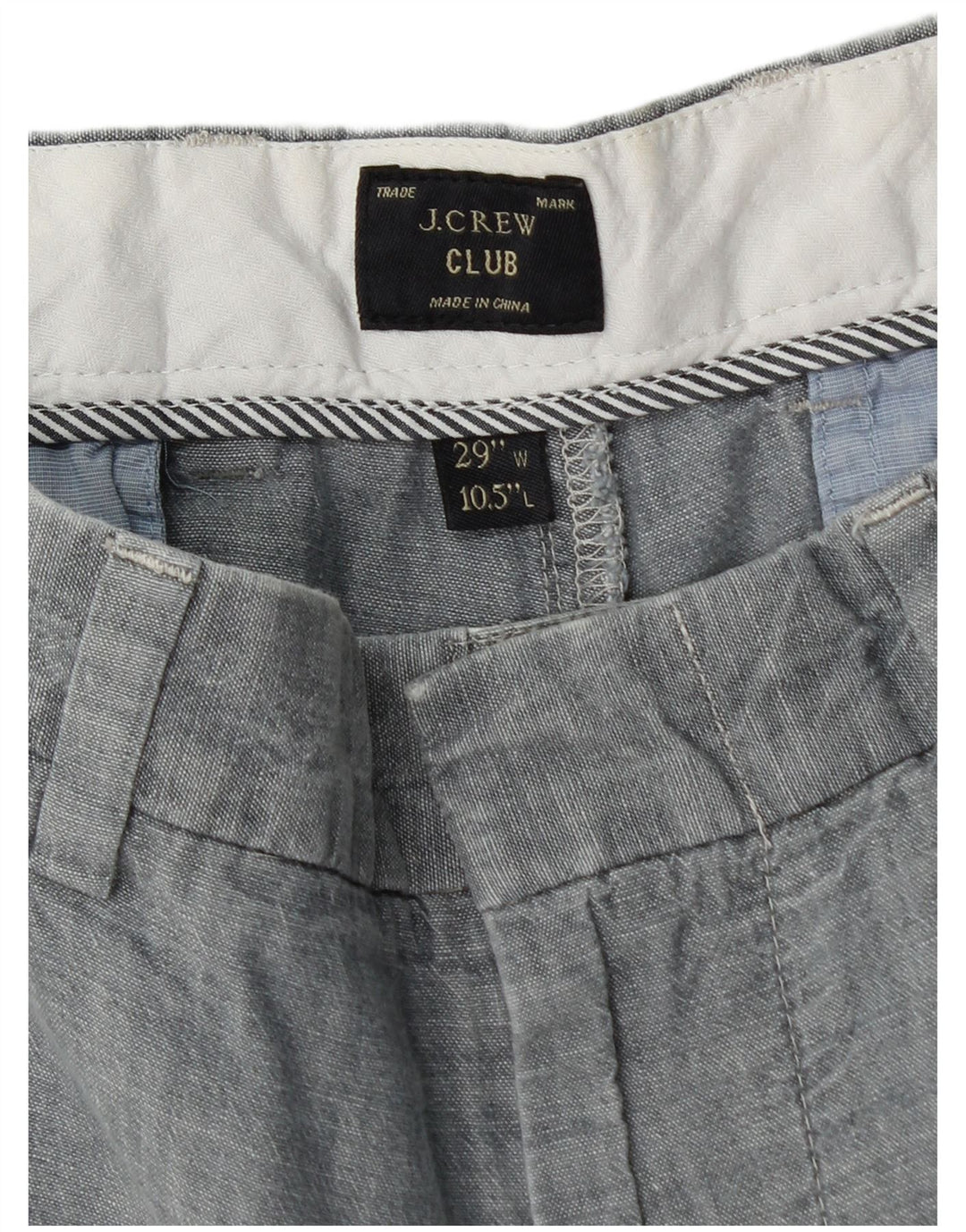 J. CREW Short Chino Club Homme W29 Gris Moyen Coton