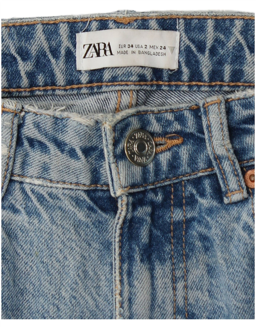 ZARA Jean fuselé pour femme EU 34 2XS W24 L26 Bleu Coton