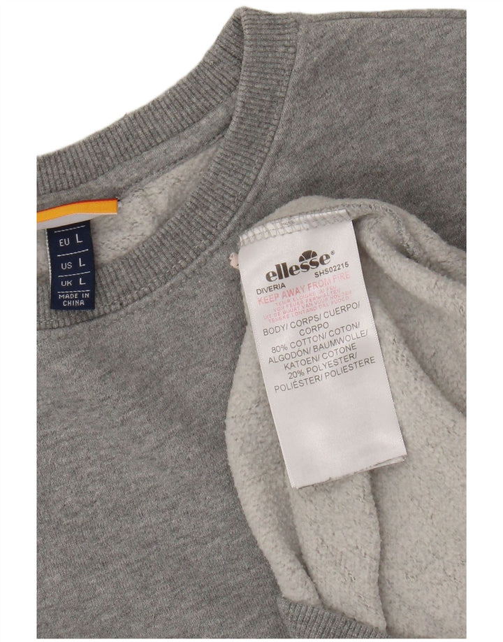 Ellesse Sweatshirt Jumper Large Gris Coton Homme