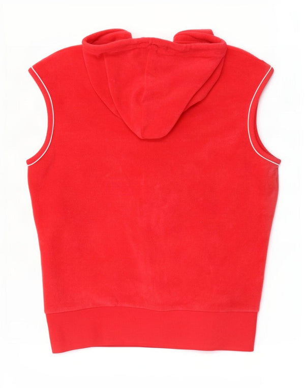 Reebok Pull à capuche zippé sans manches pour femme UK 16 Grand coton rayé rouge