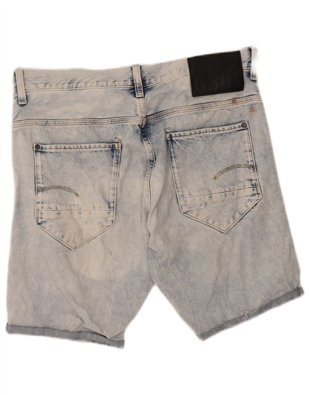 G-Star Short en jean délavé à l'acide pour femme W36 XL Bleu
