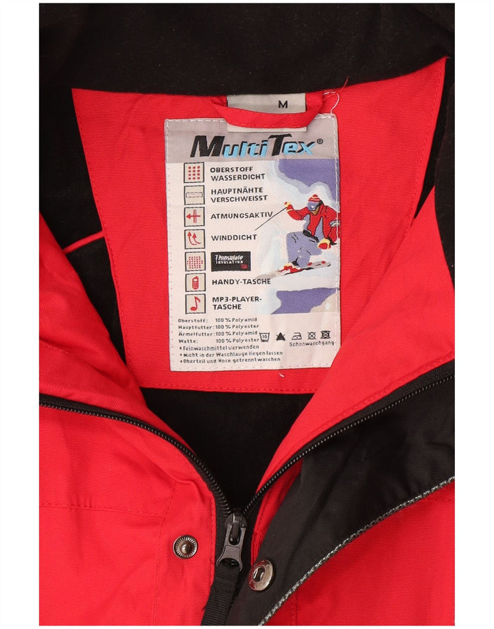VINTAGE Veste de ski à capuche pour homme UK 38 Medium Red Colourblock Polyamide