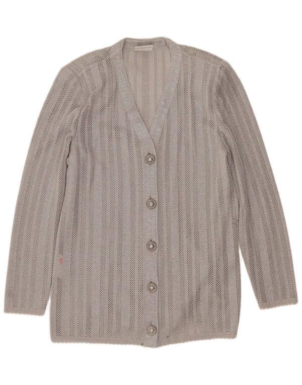 LIOLA Womens Cardigan Sweater UK 12 Medium Grey Flecked Viscose