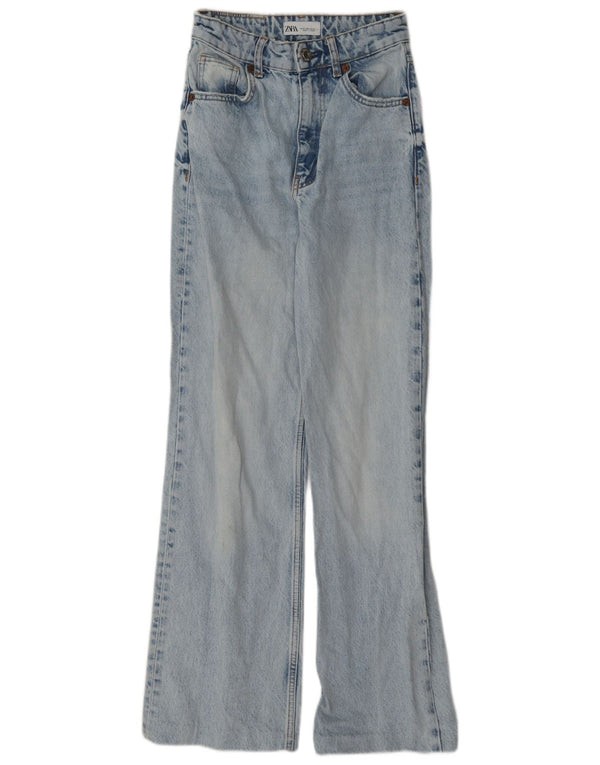 Zara Jean taille haute jambe large pour femme EU 32 2XS W22 L30 Bleu Coton