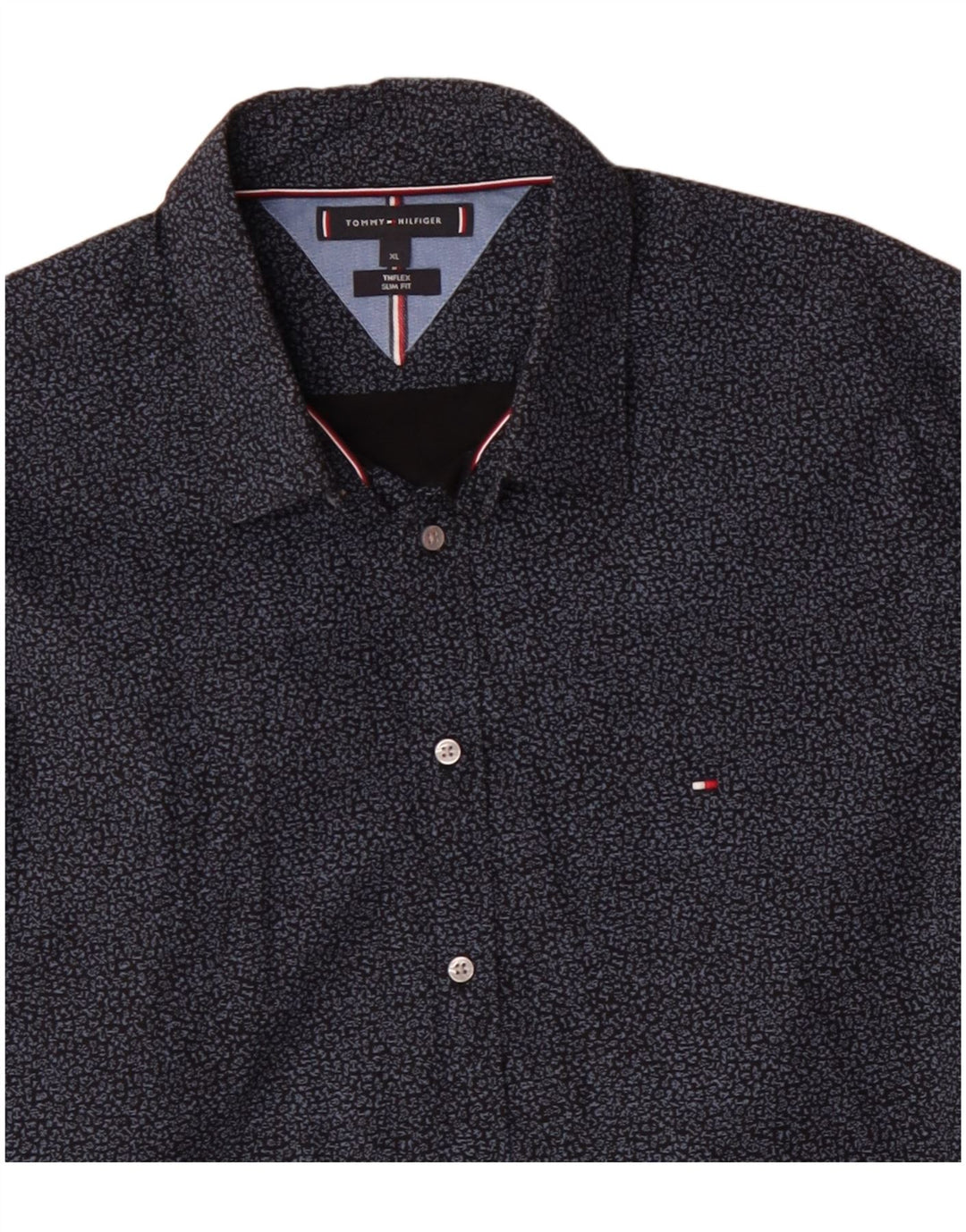 TOMMY HILFIGER Chemise Slim Fit Homme Bleu Marine Coton à Pois XL