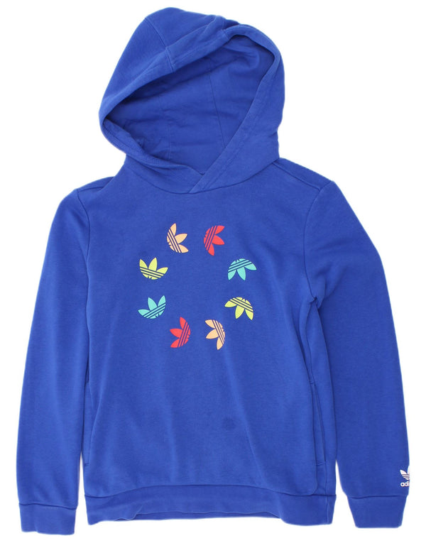 Adidas Pull à capuche graphique pour garçon 9-10 ans Bleu Coton