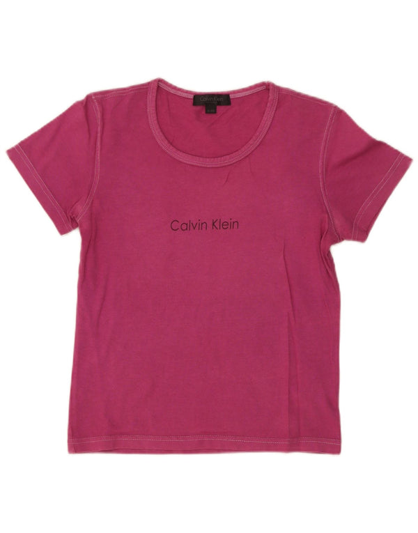 Calvin Klein Womens Crop Graphic T-Shirt Top US 4 Petit Rose Coton