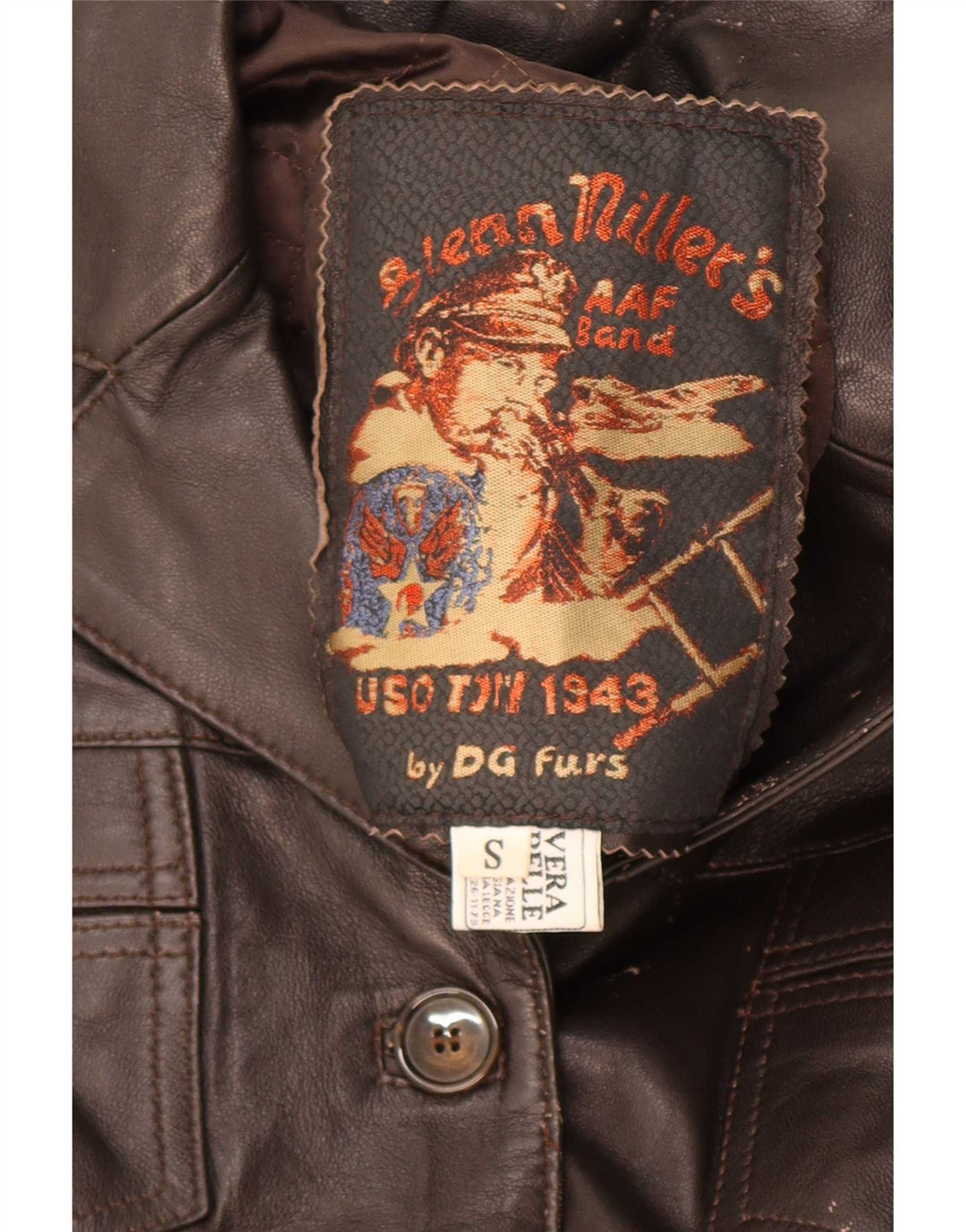 veste en cuir femme vintage UK 10 Petit Brun