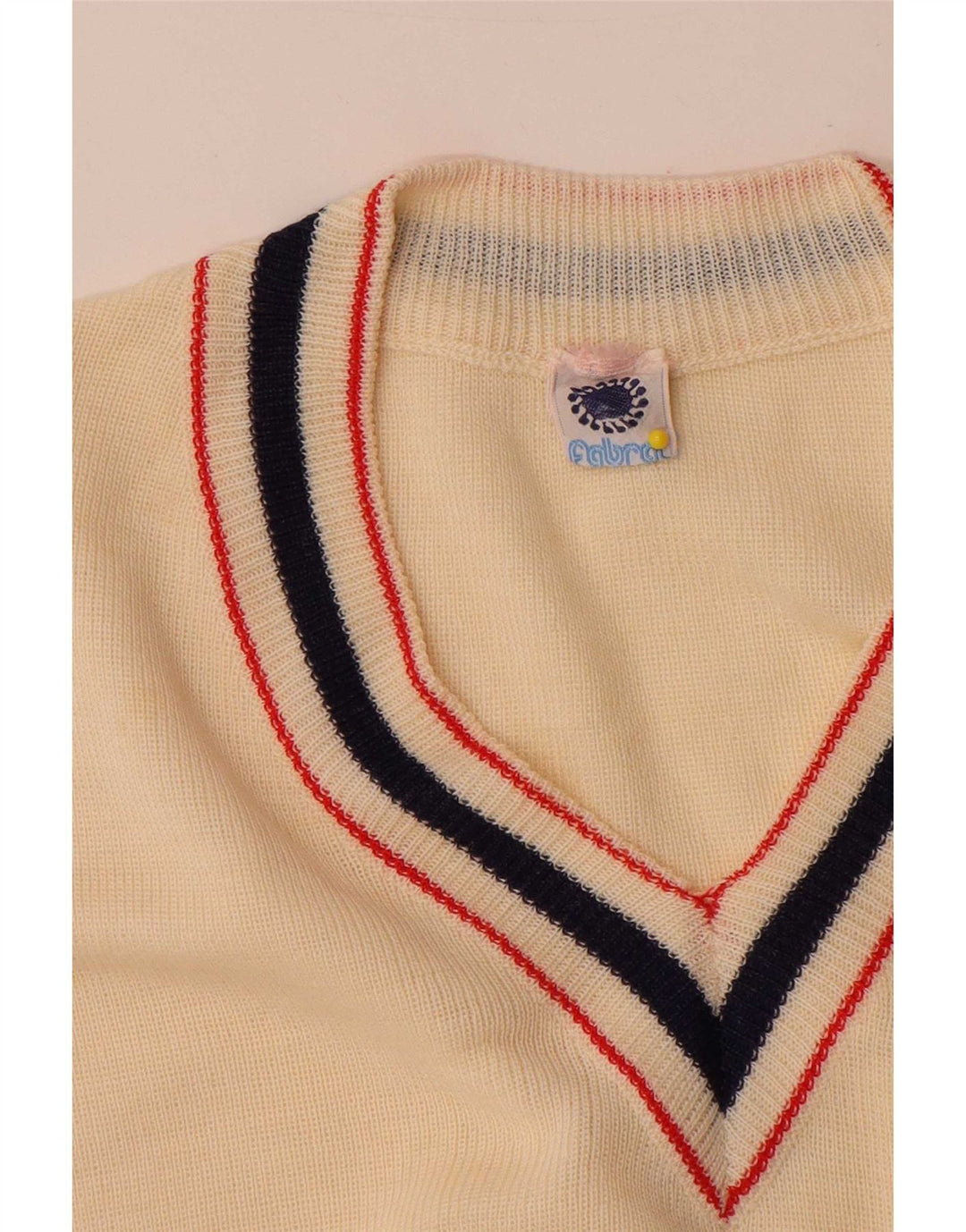 vintage Mens Vest Débardeur Petit Acrylique Beige