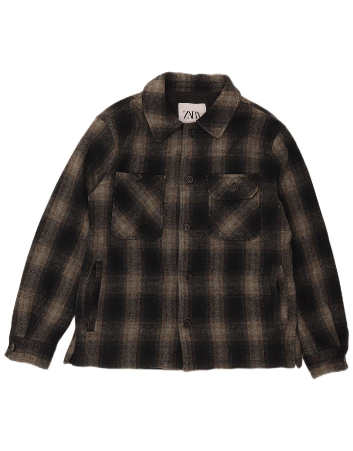 Zara Chemise En Flanelle Lumberjack Homme Noir Moyen Carreaux Polyester