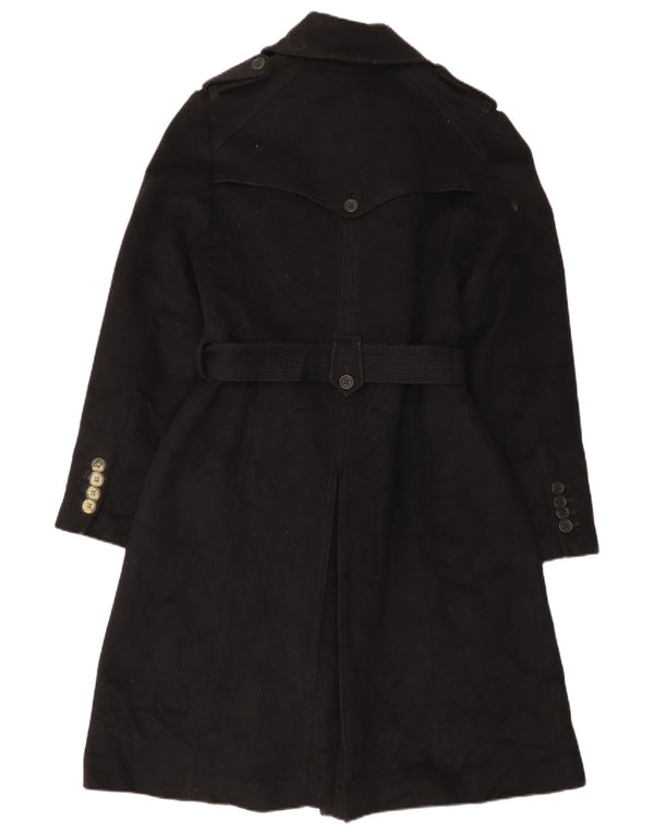Karen Millen Trench-coat pour femme UK 14 Large laine d'agneau noire