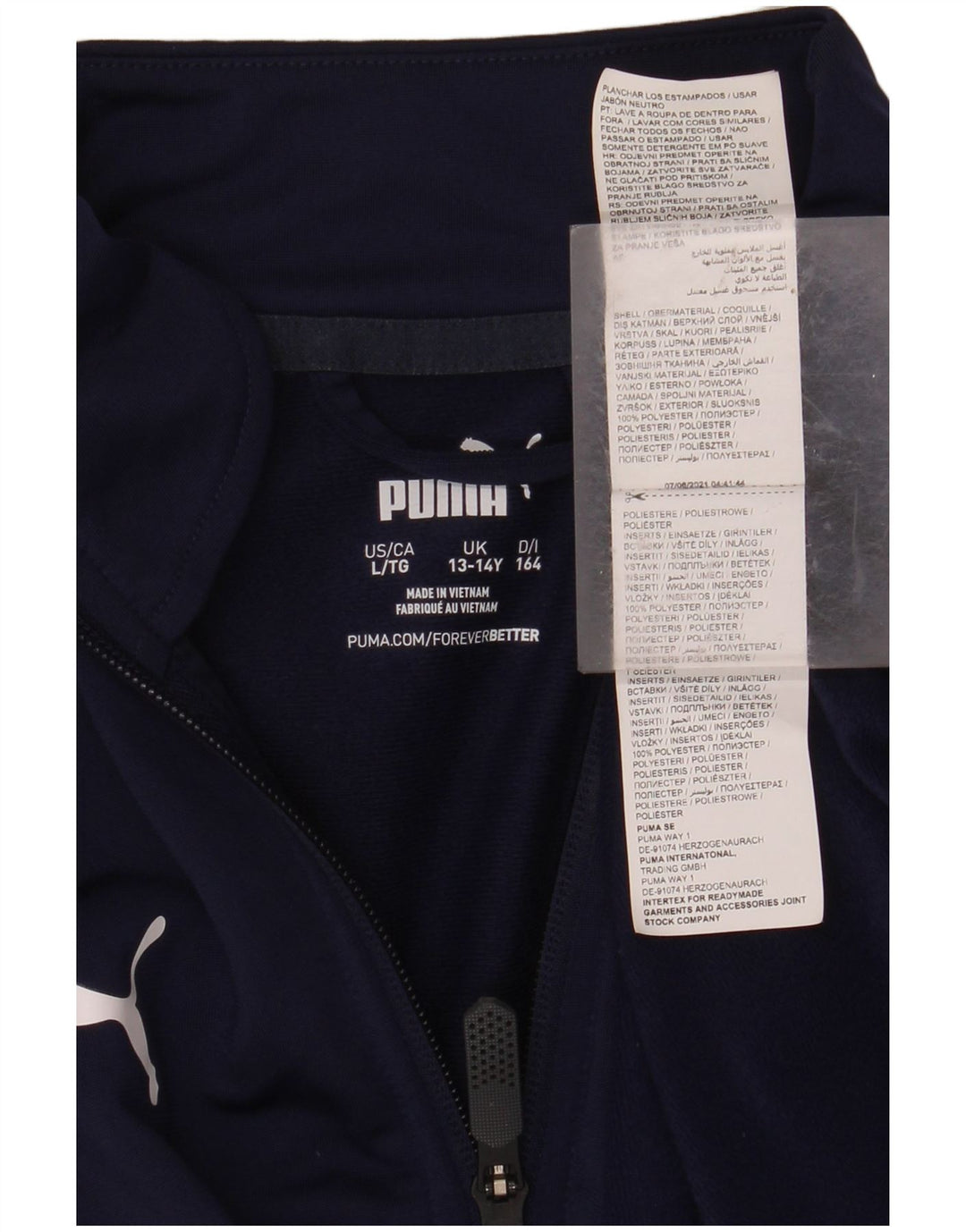 PUMA Haut à col zippé et manches longues pour garçon 13-14 ans Bleu marine Polyester