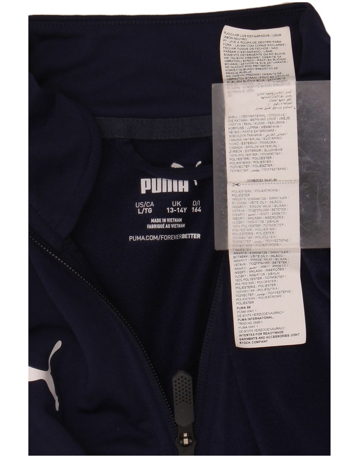 PUMA Haut à col zippé et manches longues pour garçon 13-14 ans Bleu marine Polyester