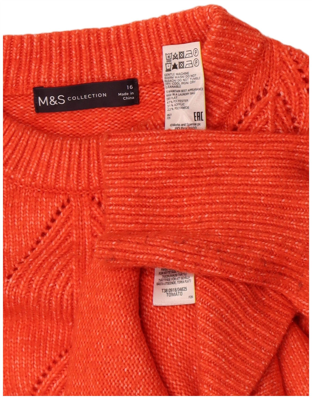 Marks & Spencer Pull à col rond pour femme UK 16 Large Orange