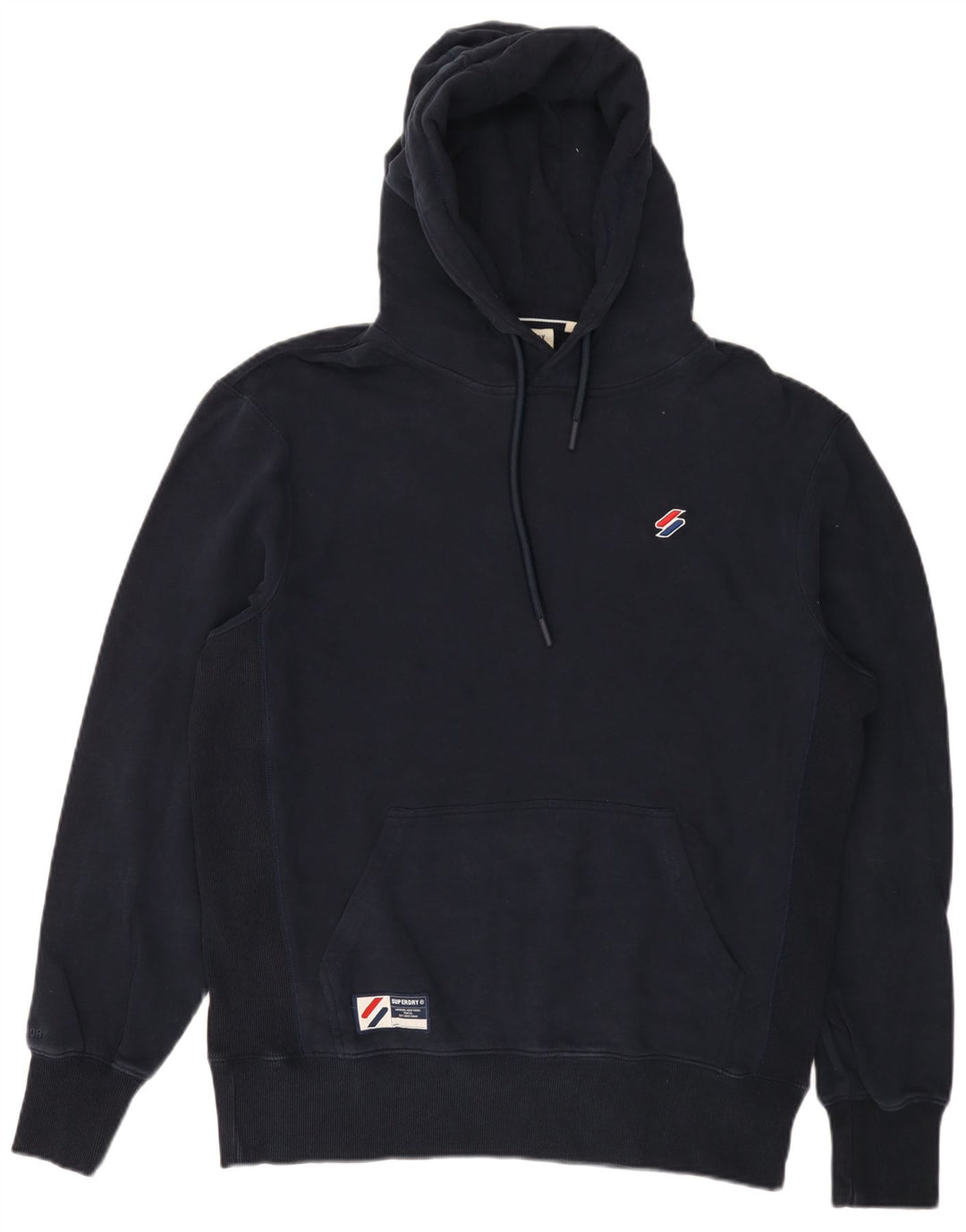SUPERDRY Pull à capuche pour homme en coton bleu marine Large