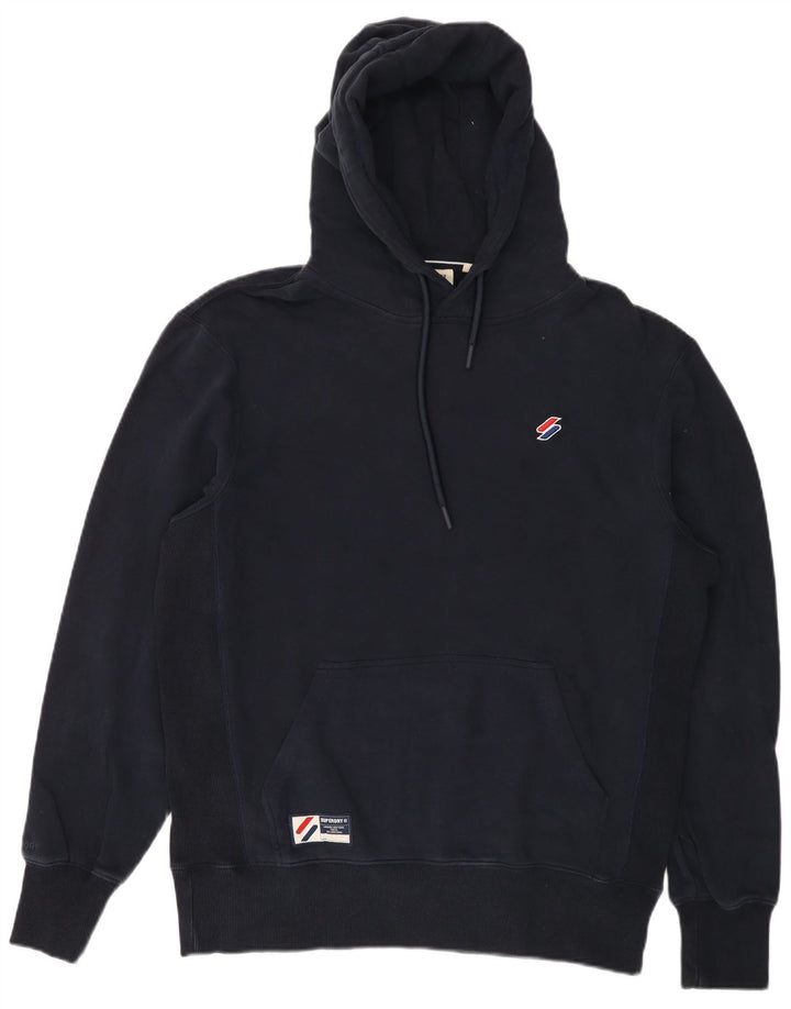 SUPERDRY Pull à capuche pour homme en coton bleu marine Large