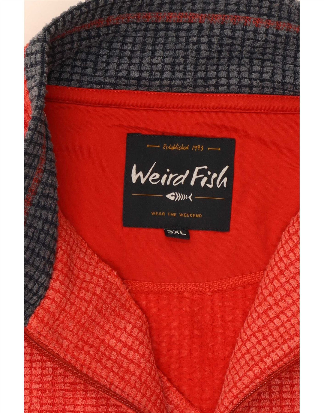 Weird Fish Sweat-shirt à col zippé pour homme 3XL Rouge Polyester