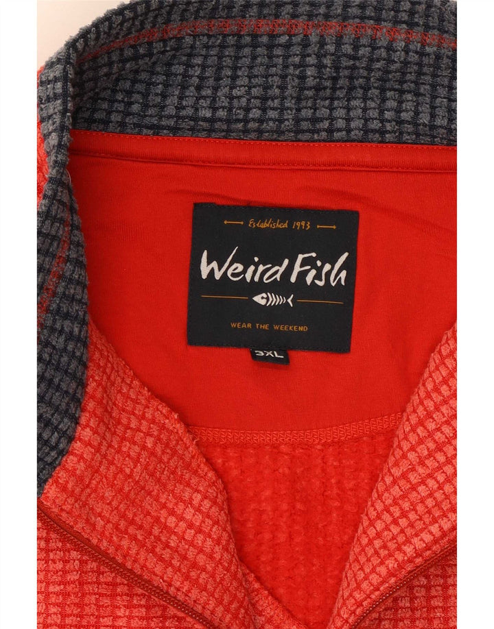 Weird Fish Sweat-shirt à col zippé pour homme 3XL Rouge Polyester