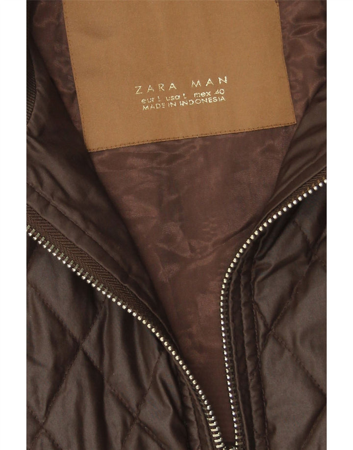 ZARA Mens Quilted Jacket UK 40 Large Brown Vintage Zara and Second-Hand Zara from Messina Hembry 