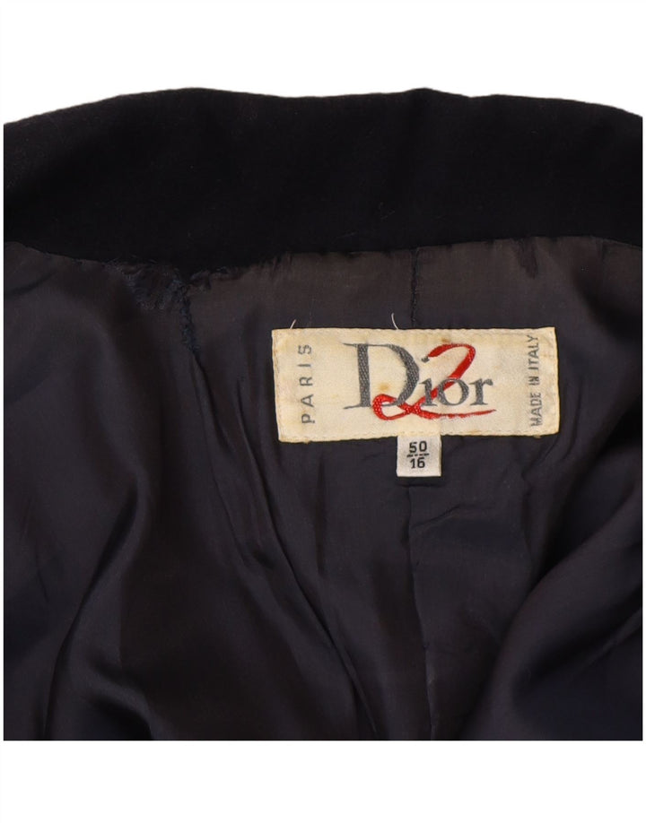Christian Dior Veste blazer double boutonnage pour femme UK 16 Large Bleu marine
