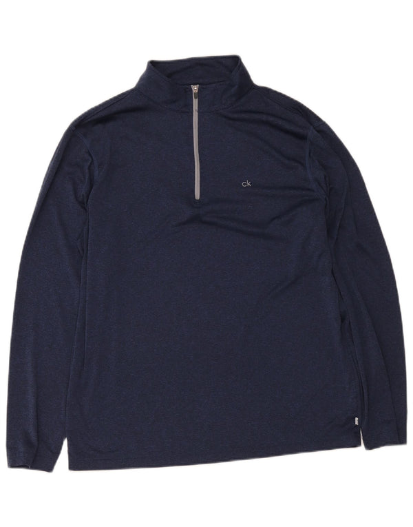 Calvin Klein Pull de golf à col zippé pour homme Bleu marine Taille L
