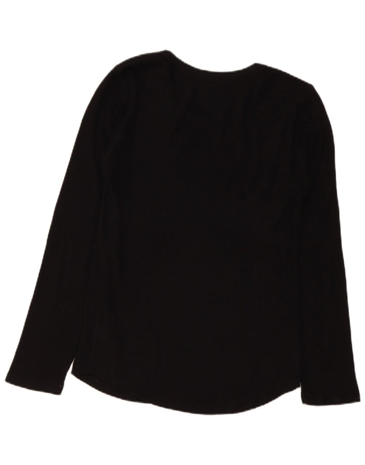 Gap Haut Femme Manches Longues UK 12 Moyen Noir Coton