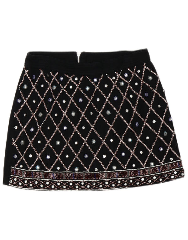 Guess Mini jupe femme US 2 XS W28 coton géométrique noir