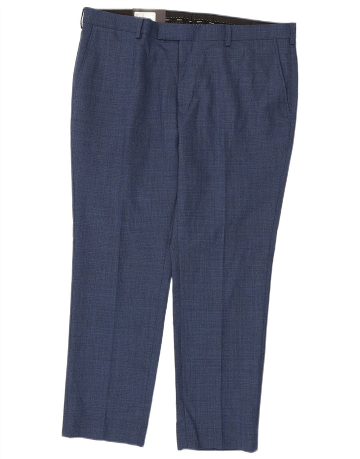 DKNY Pantalon de Costume Slim Fit Homme W38 L29 Laine Bleue