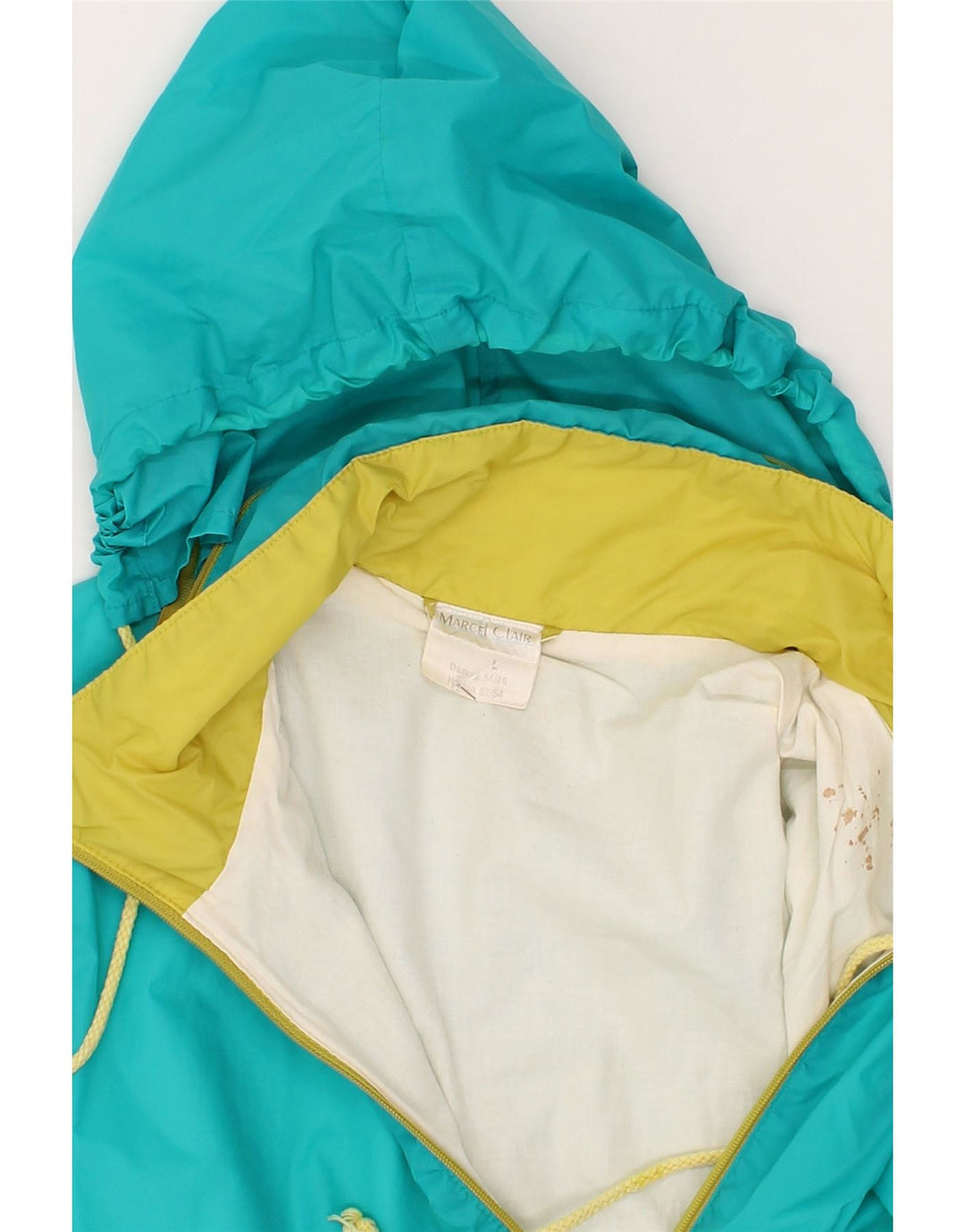 MARCEL CLAIR Womens Unisex Rain Jacket IT 44/46 Large Blue Colourblock Vintage Marcel Clair and Second-Hand Marcel Clair from Messina Hembry 