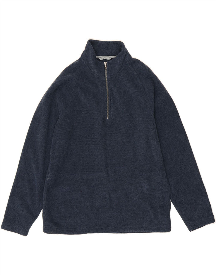 L.L.BEAN Mens Zip Neck Sweatshirt Jumper Medium Navy Blue Polyester Vintage L.L.Bean and Second-Hand L.L.Bean from Messina Hembry 