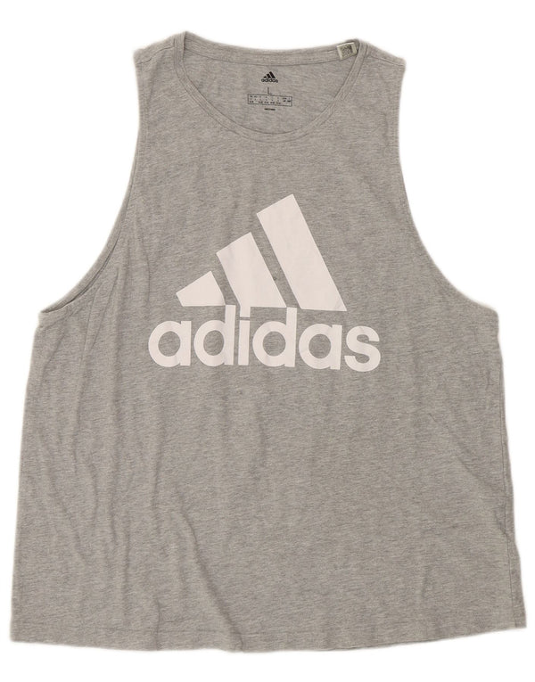 Adidas Débardeur Graphique Femme UK 16/18 Grand Gris Coton Sports