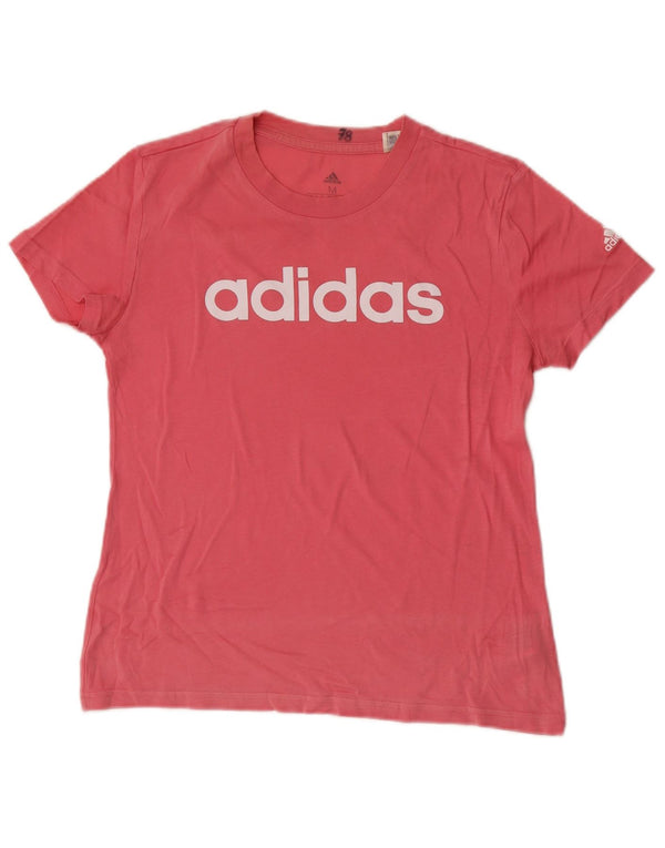 Adidas T-shirt graphique pour femme UK 12/14 en coton rose moyen