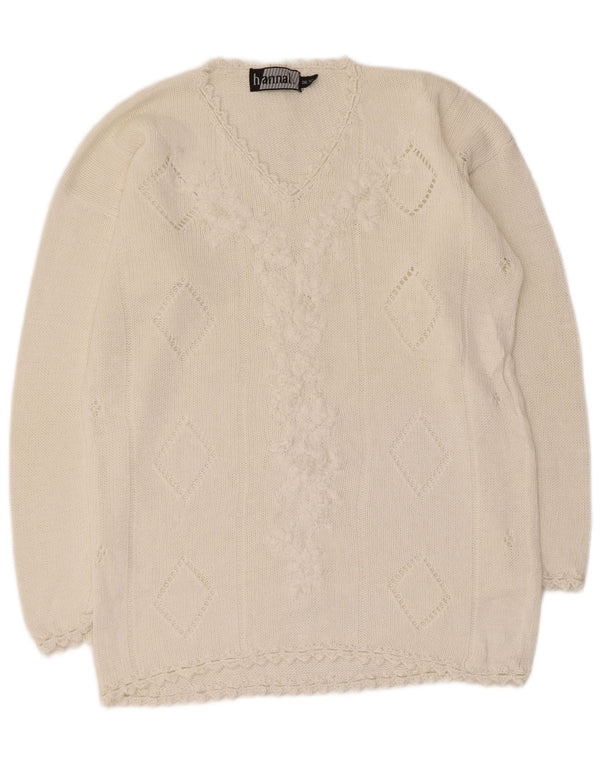 Hannah Pull col V pour femme Taille unique Blanc Ramie