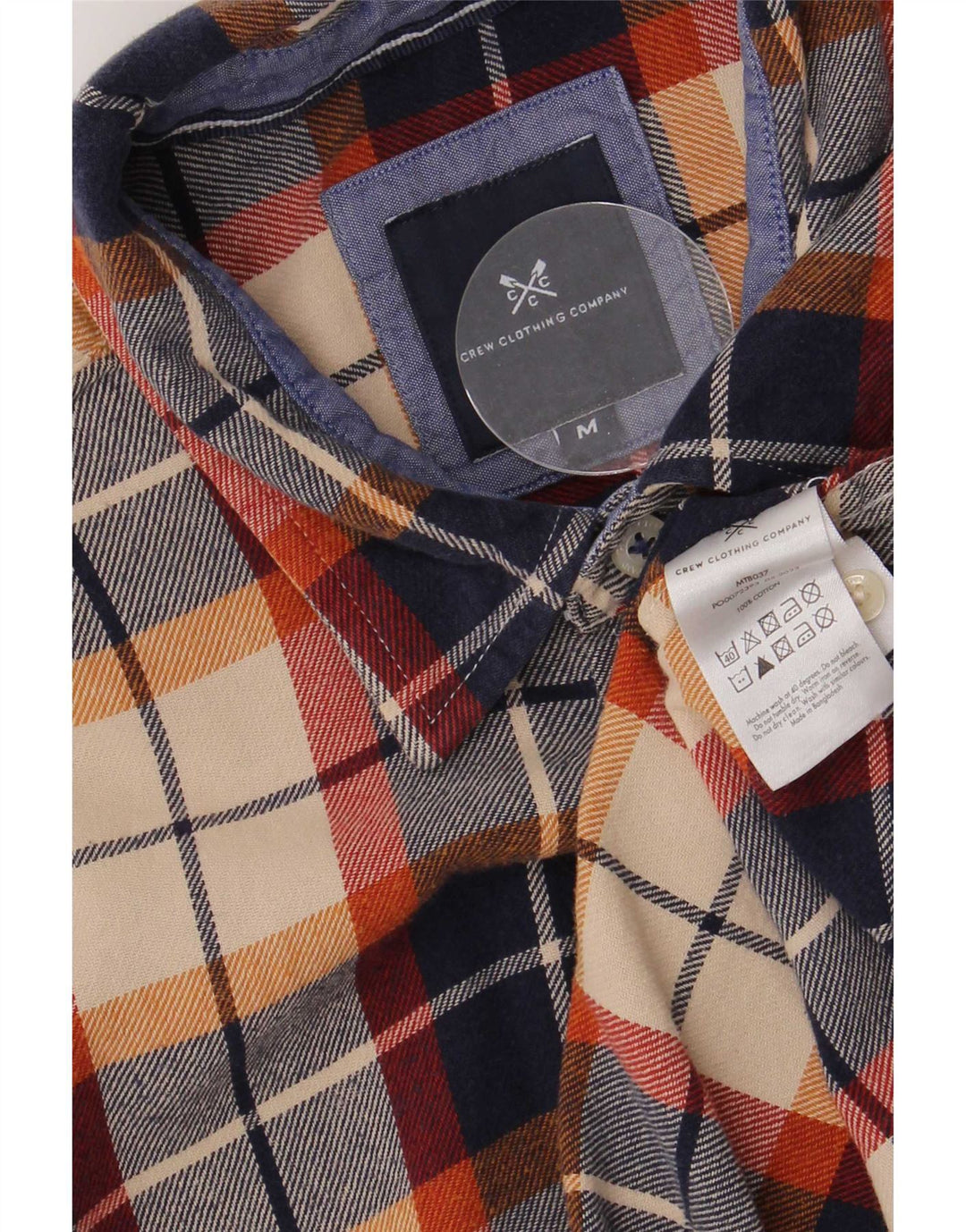 Crew Clothing Chemise en flanelle pour homme en coton à carreaux bleu marine moyen