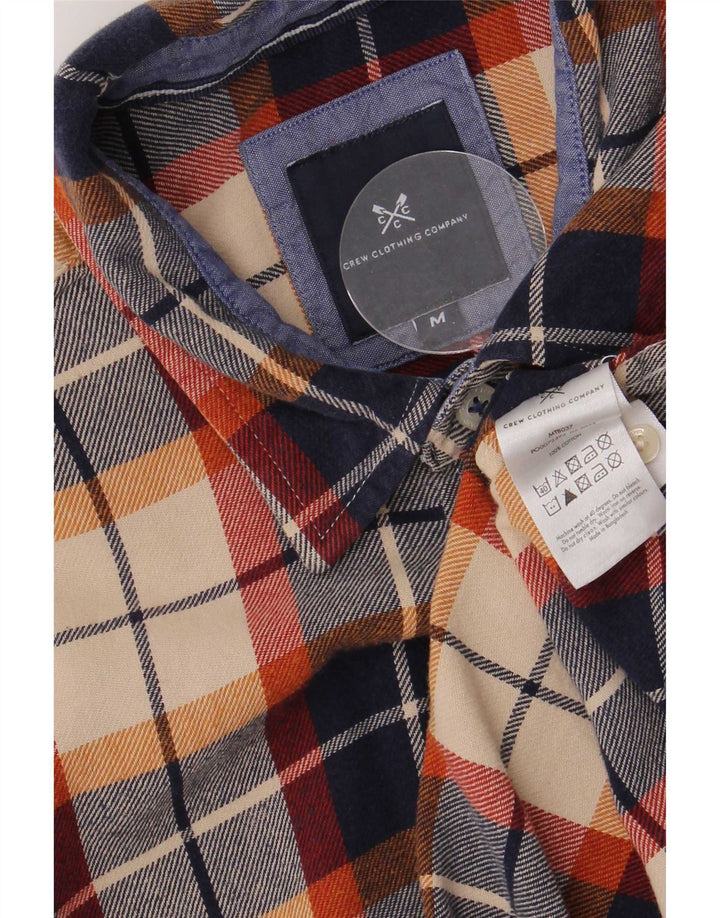 Crew Clothing Chemise en flanelle pour homme en coton à carreaux bleu marine moyen
