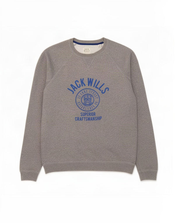 Jack Wills Sweat-Shirt Graphique Homme Gris Moyen Moucheté Coton
