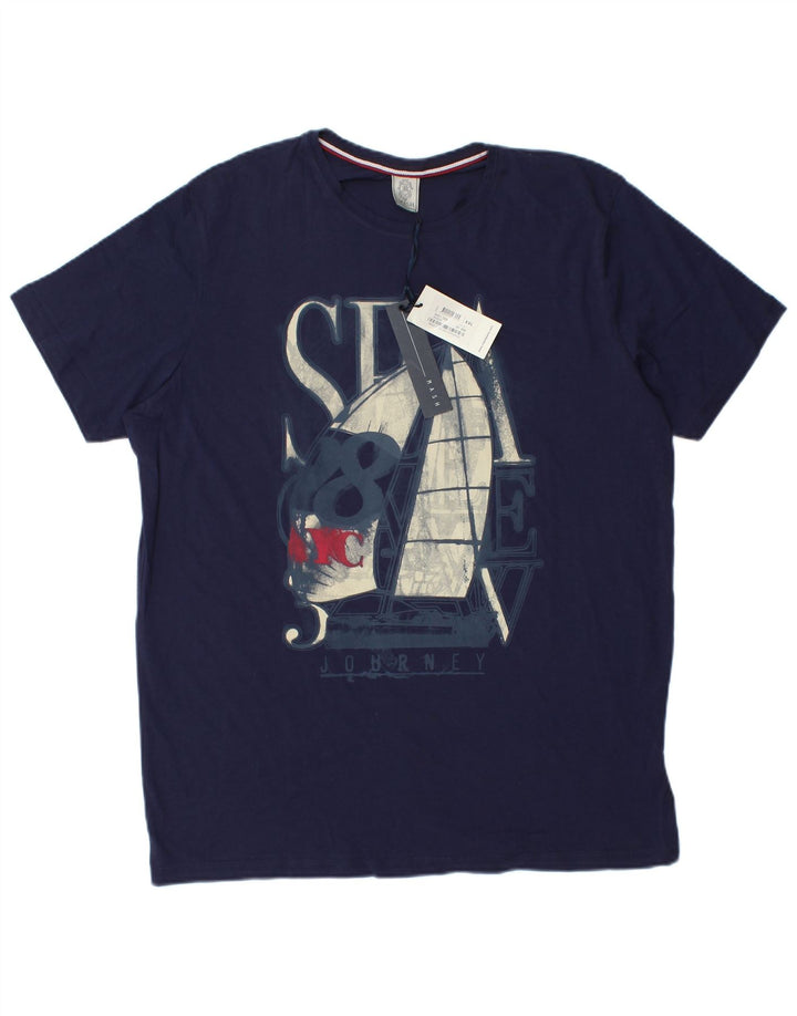 MASH T-Shirt Graphique Homme Top 2XL Bleu Marine Coton