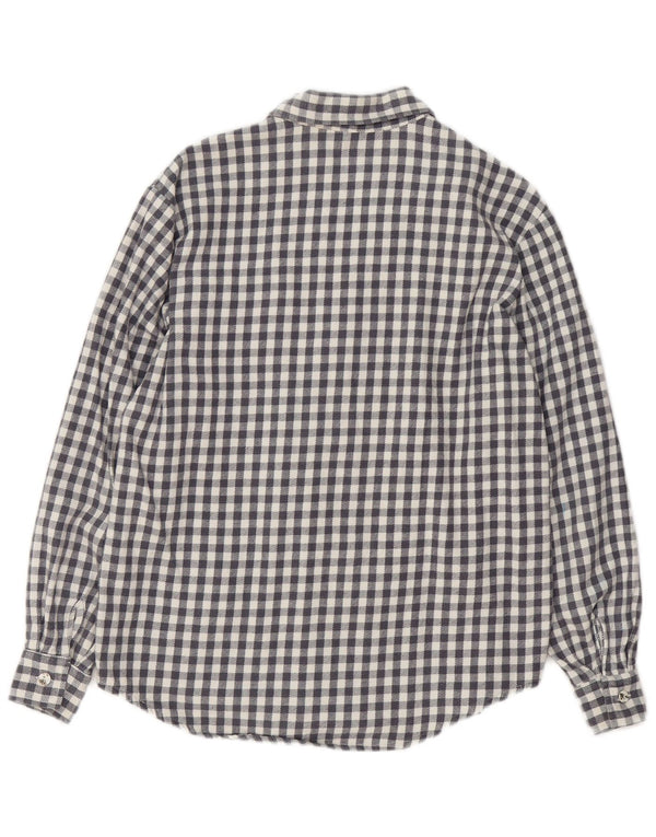 vintage Womens Teddy Bear Chemise en flanelle surdimensionnée UK 10 Petit Gingham Gris