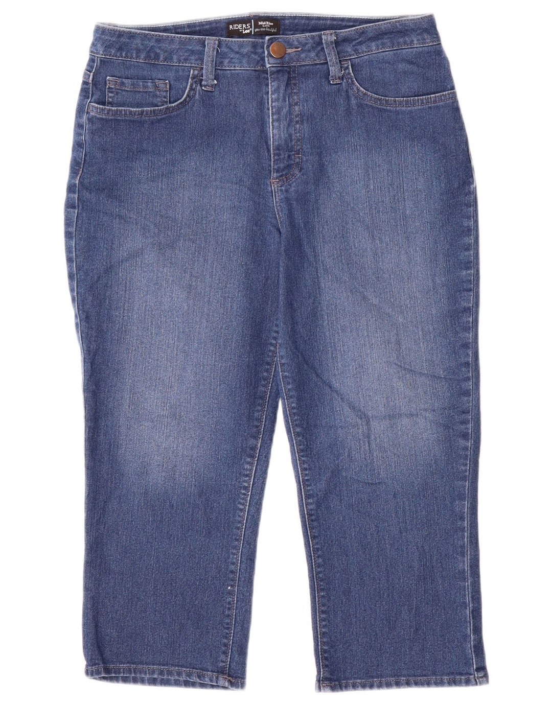 Lee Womens Riders Mid Rise Capri Jeans US 10 Large W32 L21 Bleu Coton