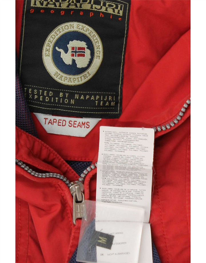 Napapijri Veste anorak graphique à capuche pour homme UK 38 Rouge moyen Polyamide