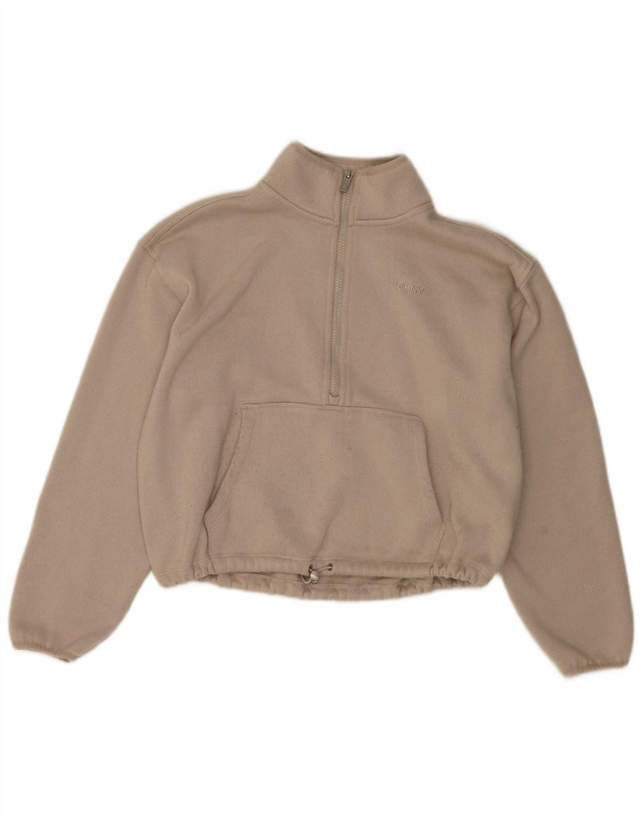 Dkny Sweat-shirt surdimensionné à col zippé pour femme UK 14 Blanc moyen