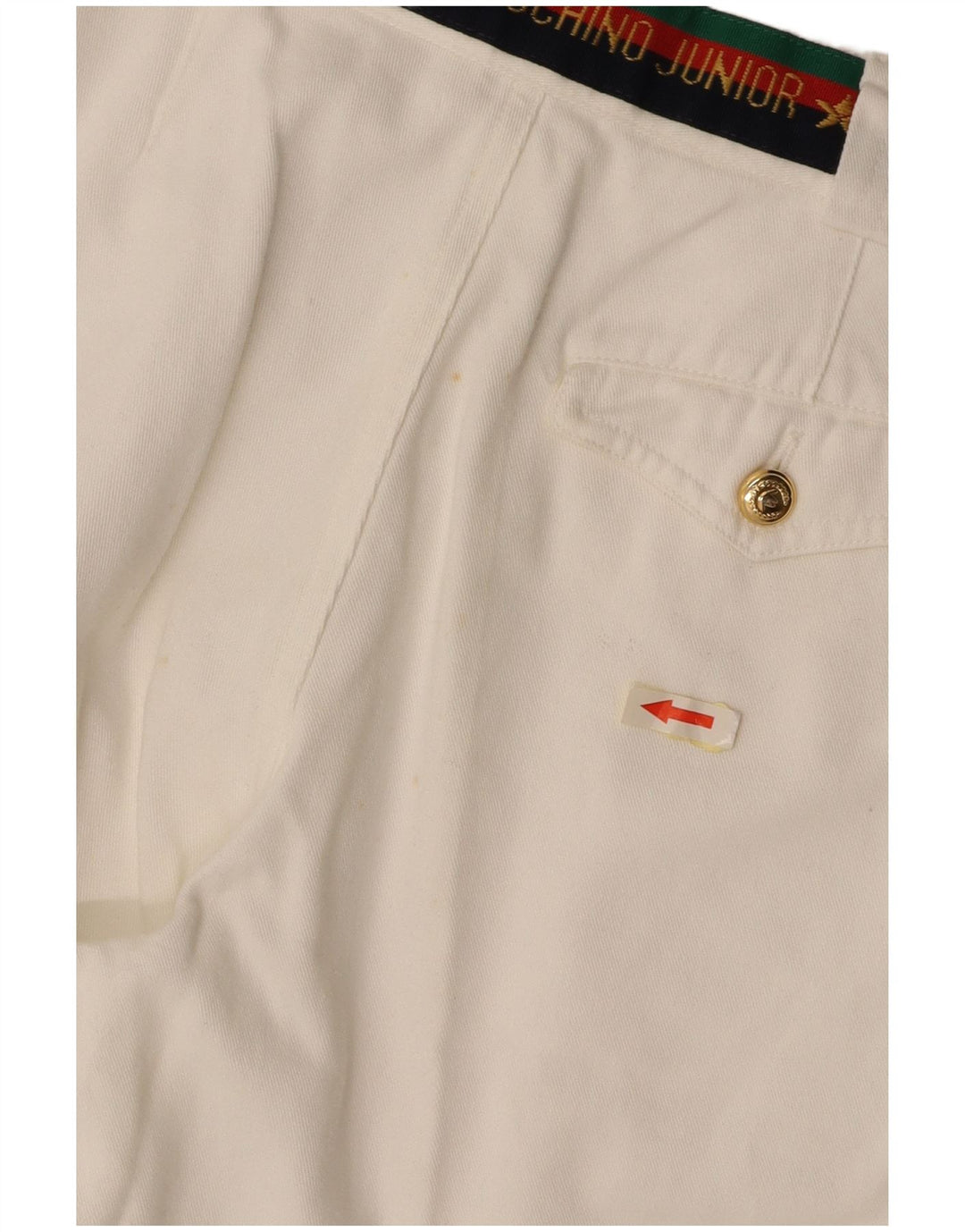 MOSCHINO Pantalon de costume graphique à chevilles pour garçon 9-10 ans W24 L25 Coton blanc