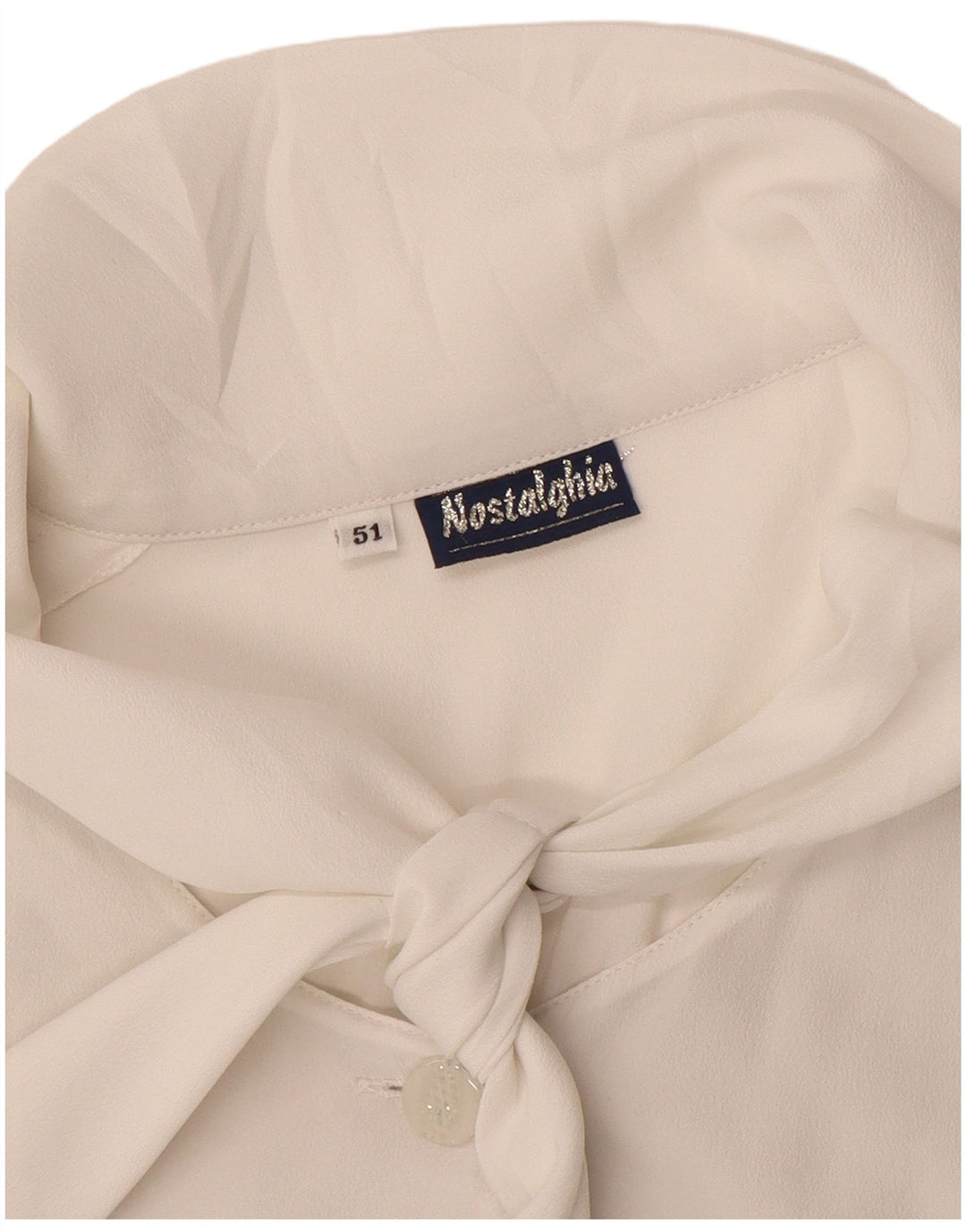 vintage Femme Front Tie Shirt Blouse IT 51 XL Off White