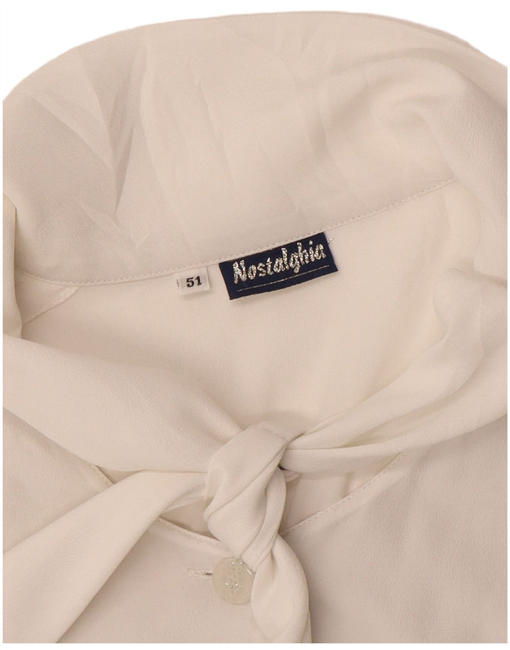 vintage Femme Front Tie Shirt Blouse IT 51 XL Off White