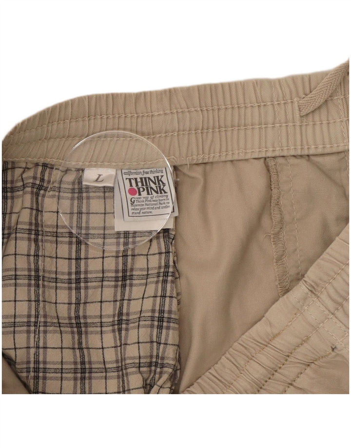 Think Pink Bermuda Homme Large W34 Beige à Carreaux Coton