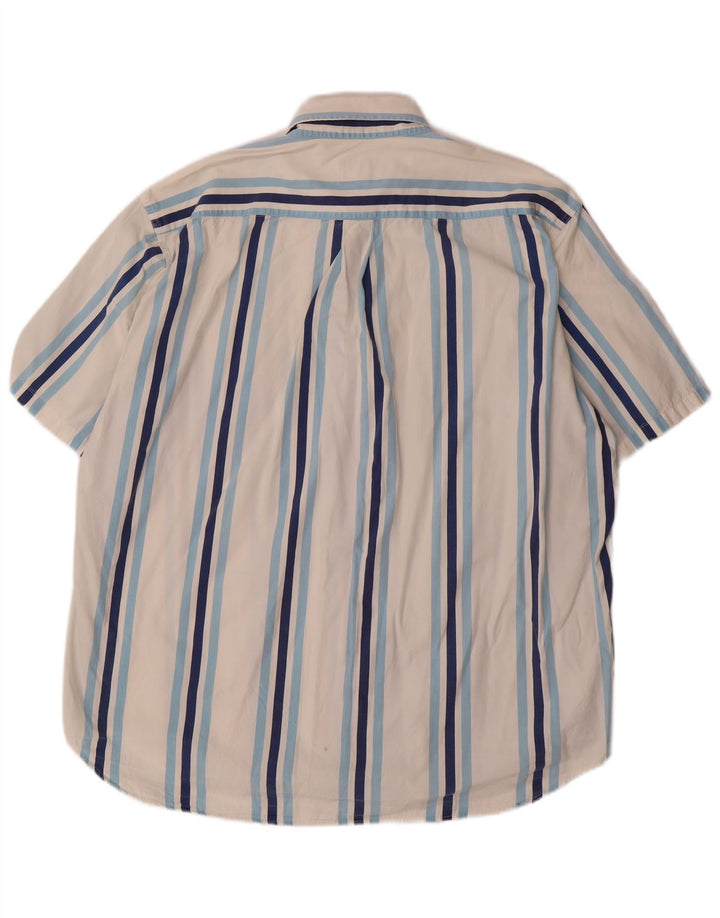 GOOSE & GANDER Chemise à Manches Courtes Homme IT 50 Coton Rayé Blanc Moyen
