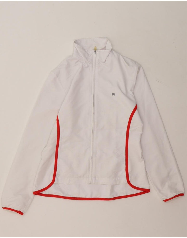 FILA Womens Tracksuit Top Jacket UK 12 Medium White Polyester Vintage Fila and Second-Hand Fila from Messina Hembry 