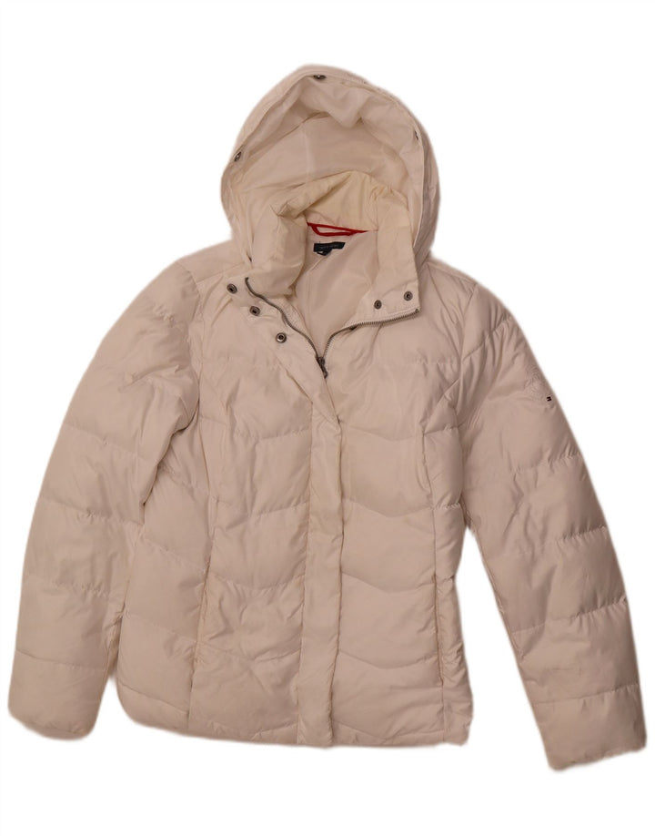 TOMMY HILFIGER Veste matelassée à capuche pour femme UK 12 Polyester blanc moyen