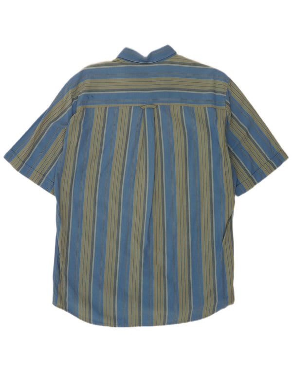Marlboro Classics Chemise à manches courtes pour homme Grand coton rayé bleu